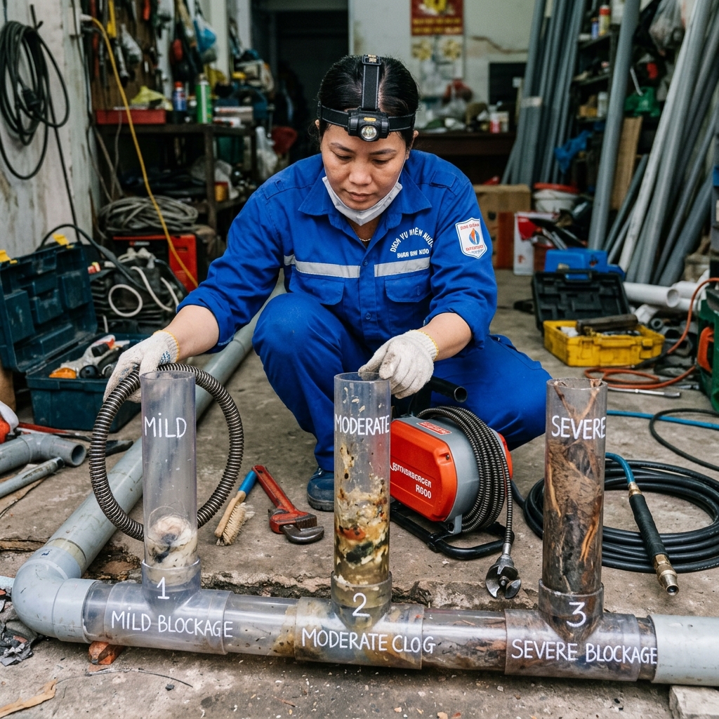 Chi phí thông tắc cống theo từng mức độ: Nhẹ, trung bình, nặng