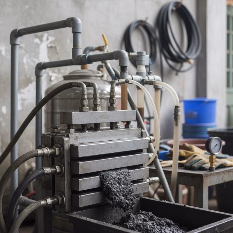 Hệ thống máy lọc ép bùn Frame Press hiện đại đang hoạt động
