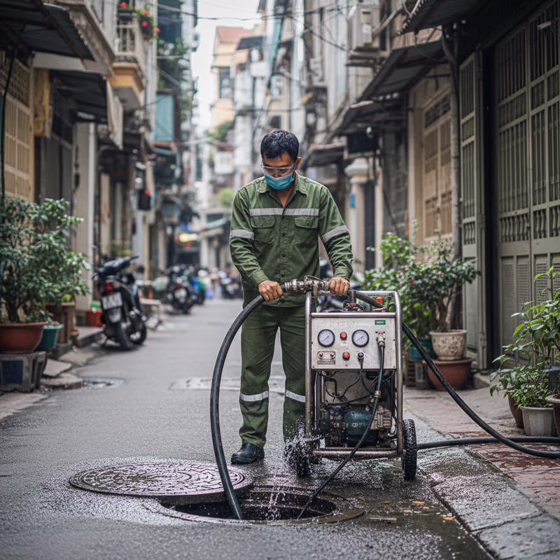 Đầu phun áp lực cao chuyên dụng với các tia nước ngược để tự đẩy về phía trước