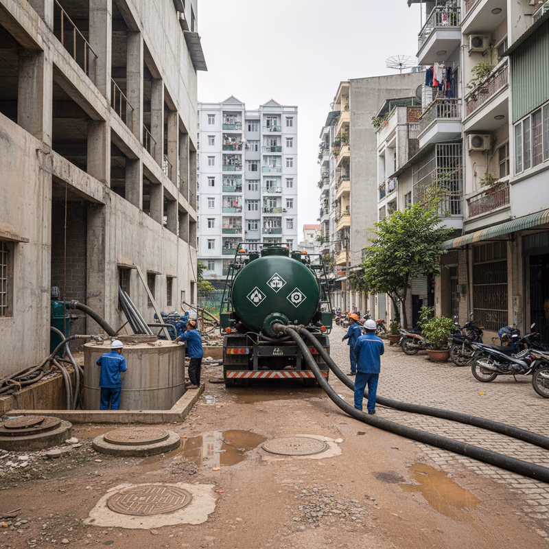 Hút Bể Phốt KCN Đông Anh: Xe Bồn 20m³ Phục Vụ Nhà Máy