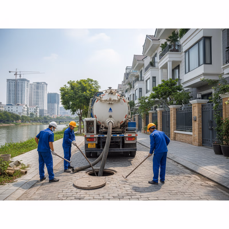 Hút Bể Phốt Tại Vinhomes Riverside Long Biên - Biệt Thự Ven Sông