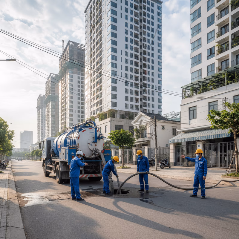 Hút bể phốt tại Vinhomes Smart City: Quy trình cho tòa nhà thông minh
