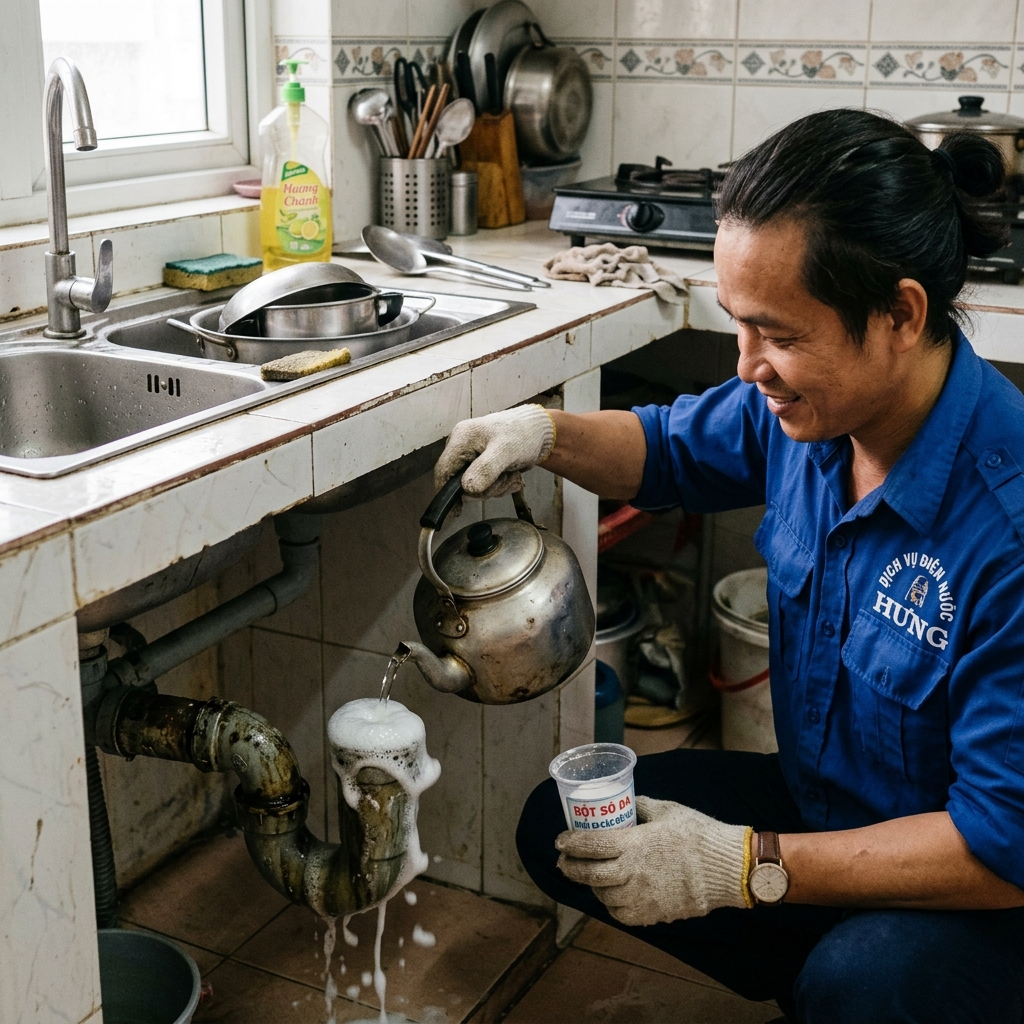 Ống Thoát Nước Bếp Bị Đóng Mỡ: 5 Mẹo Xử Lý Bằng Nguyên Liệu Nhà Bếp