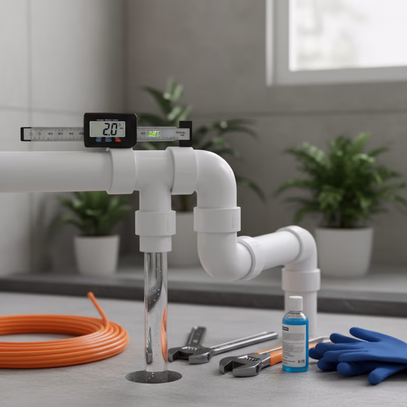 Ống thoát nước ngang chuẩn với độ nghiêng phù hợp