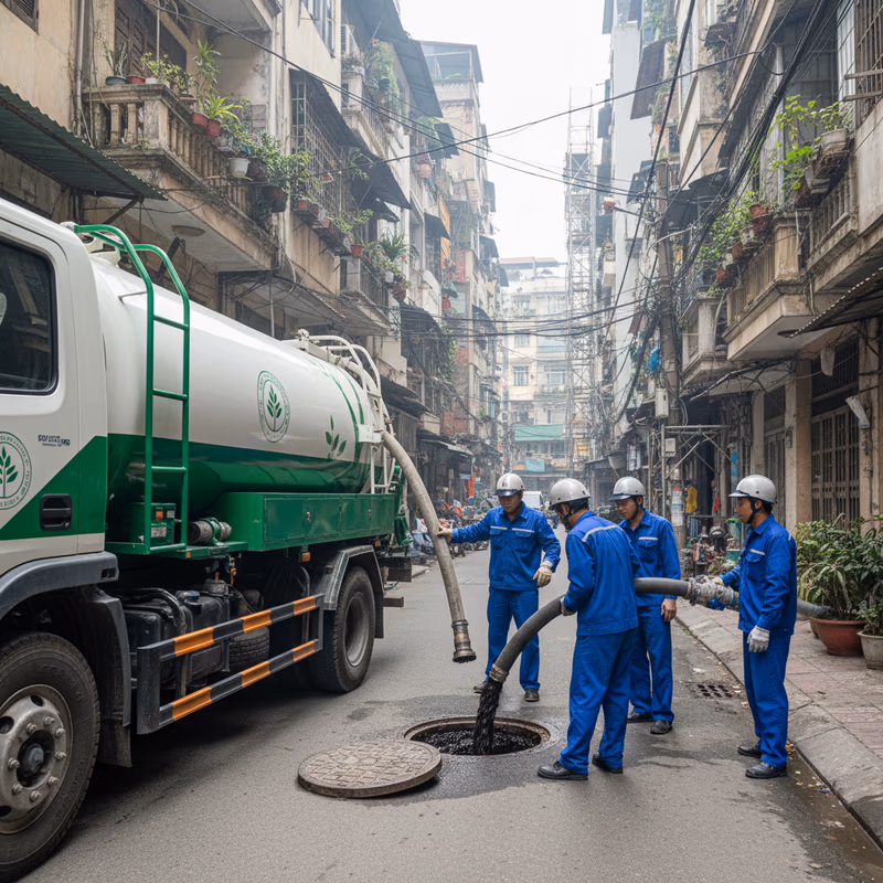 Quy Trình Nạo Vét Bùn Hố Ga Đường Phố Hà Nội Theo Đơn Đặt Hàng