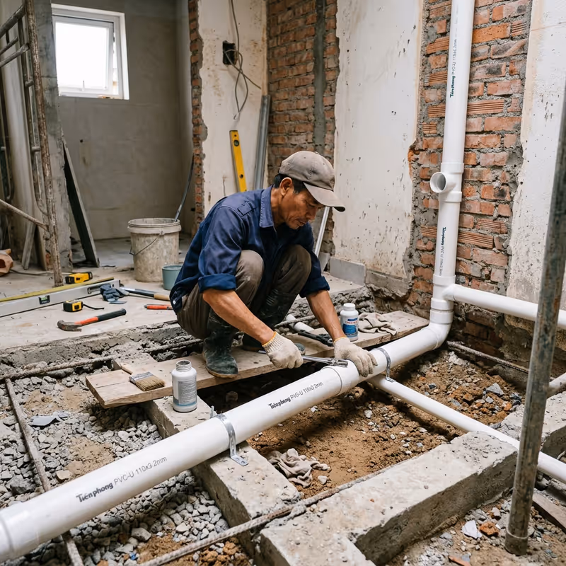 Bản vẽ chi tiết sơ đồ đường ống thoát nước trong nhà vệ sinh tiêu chuẩn