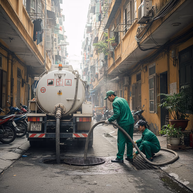 Tiêu chí so sánh hút bể phốt thủ công và công nghiệp