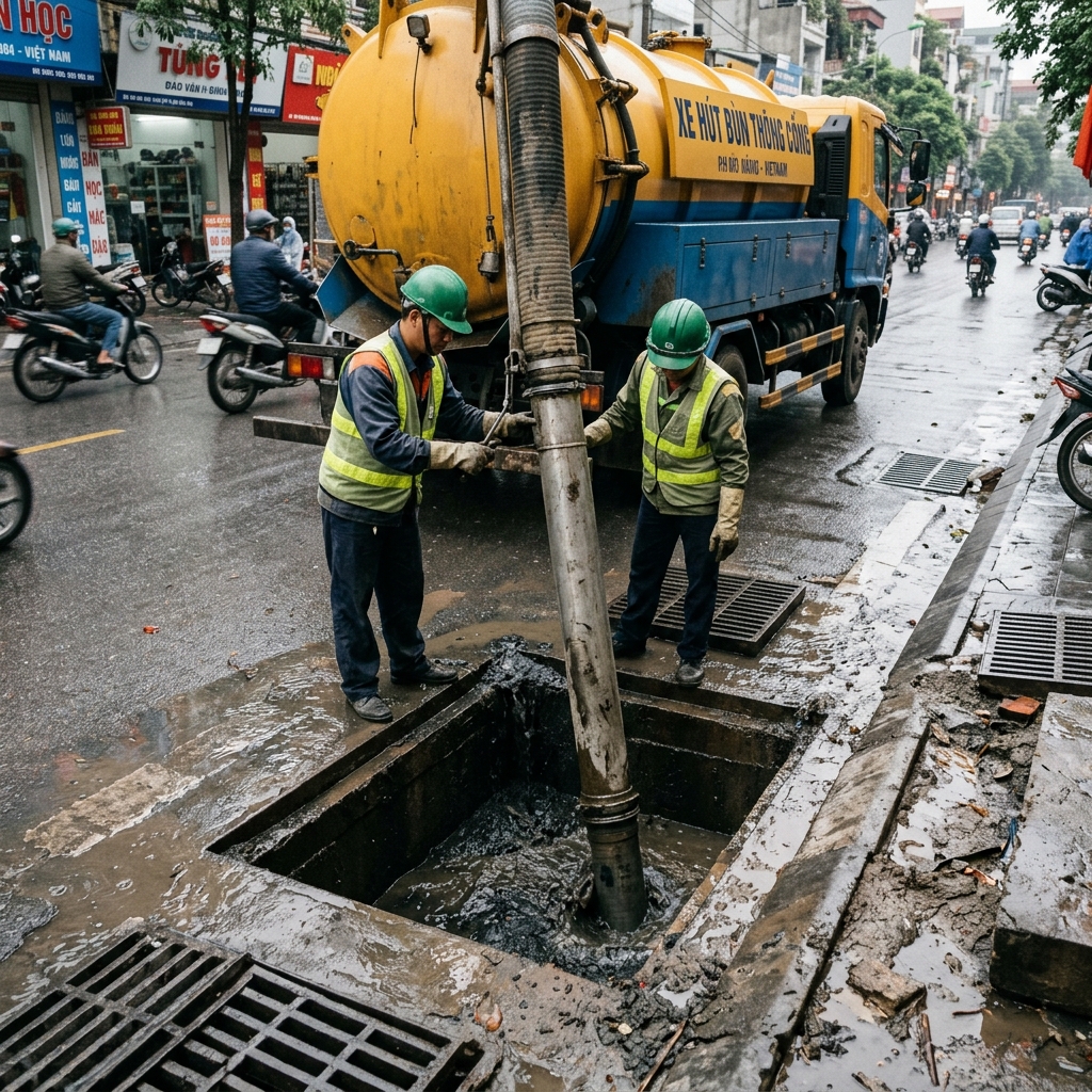 Modern AI manhole dredging robot system quickly clears large blockages in Trung Hoa urban area - Committed to 15-minute resolution, prices starting from 86K